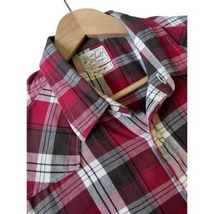 Lucky Brand Mens Long Sleeve Pearl Snap Button Down Shirt Extra Large Red Plaid‎
